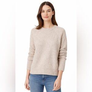 NAADAM Ribbed Wool Cashmere Blend Crewneck Sweater – Women’s L – Heather Oatmeal